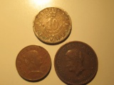 Foreign Coins: Mexico 1942 10 & 1944+69 5 Centavos