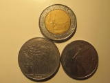 Foreign Coins: Italy 1975 100, 1979 50 & 1984 500 Lires