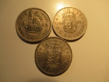 Foreign Coins: Great Britain 1948, 53 & 66  1 Shillings