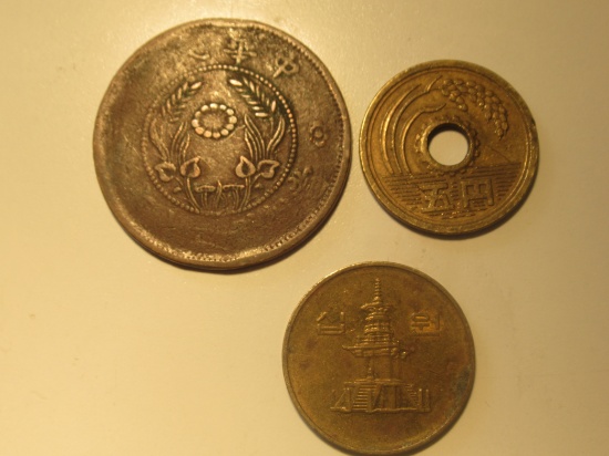 Foreign Coins: 3x Asian coins