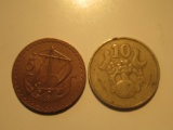 Foreign Coins: Cypress 5 & 10   Piastres