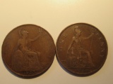 Foreign Coins: Great Britain 1920 & 1934 Pennies