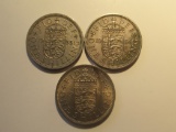 Foreign Coins: Great Britain 1955, 56 & 62 1 Shillings
