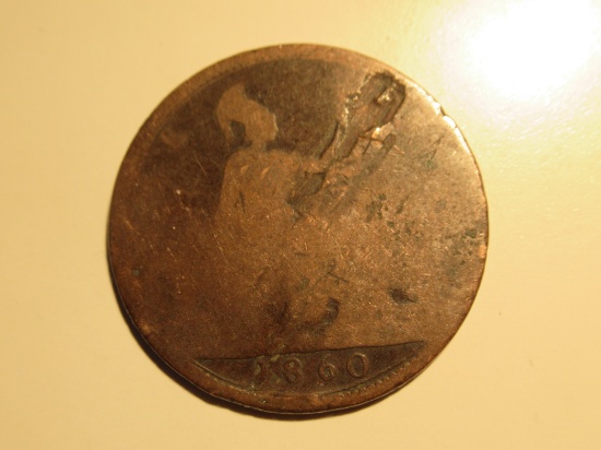 1860 Great Britain 1/2 Penny (Queen Victoria Era)