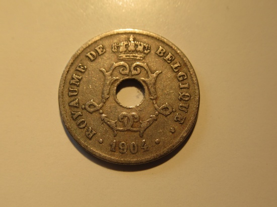 Foreign Coins: 1904 Belgium 10 Centimes