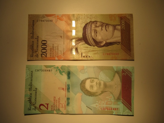 Foreign Currency: Venezuela 2,0000 (Crisp) & 2 (Crisp) Bolivares