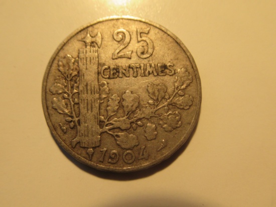 Foreign Coins: 1904 France 25 Centimes