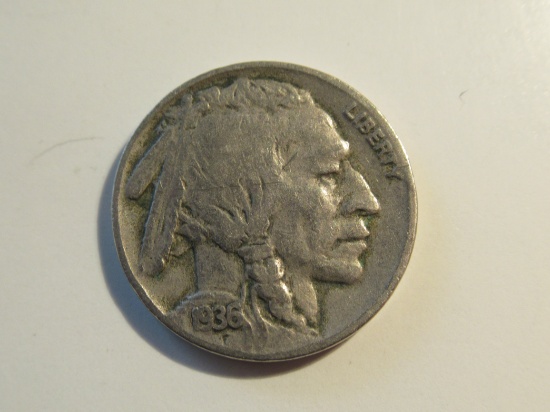 US Coins: 1x1936 Buffalo Nickel