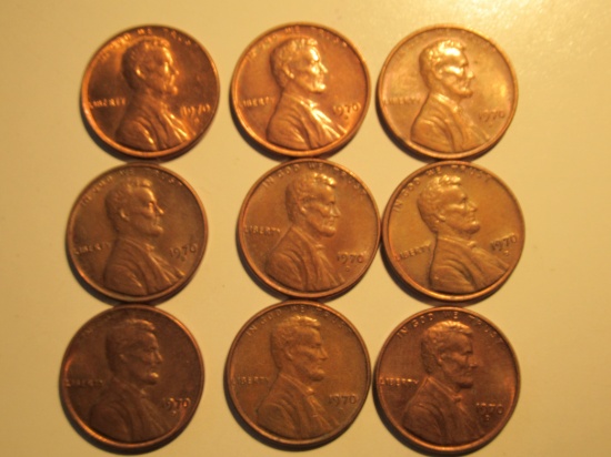 US Coins: 9xBU/Clean 1970-D pennies