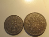 Foreign Coins: Great Britain 1950 1 & 1955 2 Shillings