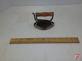 Small sad iron with removable wood handle, patent date 1890s