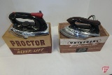 Proctor Never-Lift electric iron with box Model 984A, and