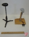 Egg irons, Lecoo Babeth made in France and egg iron on three legged stand, both