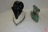 Tilley Lamp Co Ltd kerosene iron 1930s, and Waage Travelers Iron No 31184, both