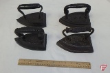 Flat Irons, one marked with anchor No 7, one marked with star 6, one OBER 8, and