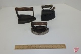 Sensible polishing iron with removable handle, and (2) others, makers unknown, All 3