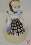 Porcelain lady sprinkler bottle, The California Cleminsons, hand painted