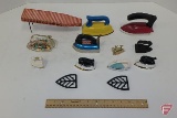 Toy and miniature irons, seller states one purchased in Germany in 1983,