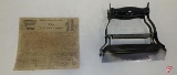 Crown Manufacturing iron, Type 3300, and The Nu-Pantz Creaser with instruction sheet