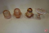 (3) glass pink Fairy Lamp/candle holders