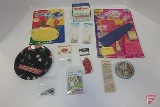 Toys, miniature clothespins, Child iron sets, Monopoly plate with iron piece replica