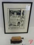 Brevets E.T. Pays Bugolette with framed and matted advertising, 15inHx12inW,