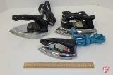 General Electric iron CatNoH2F49, and (2) Sunbeam Ironmaster Irons, Models A-10 and A11A