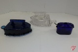 Glass trinket boxes/candy dishes and glass sugar dish