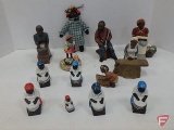 Black Americana figurines, salt/pepper shakers, and (2) Naturecraft, 2 boxes