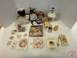 Beatrix Potter items, book ornament, napkins, buttons, pencil sharpeners, lamp, stuffed animals