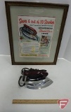 Universal Stroke-Sav-r iron with framed and matted advertising 1950