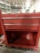 Red 2 drawer metal tool box w/wheels 27x31x14