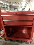 Red 2 drawer metal tool box w/wheels 27x31x14