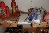 (2) bottle jacks, hole saw bit, hammer tacker, and more