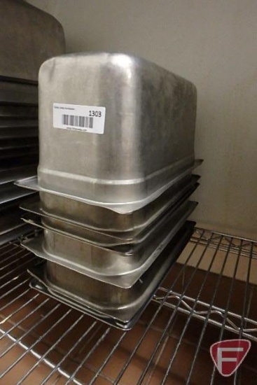 (6) 1/3 size stainless steel 6in deep pans
