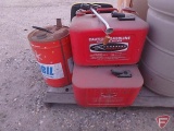 (3) metal boat fuel tanks and SnoBil metal gas/oil mixture can