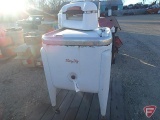 Maytag antique washing machine with power wringer, on casters