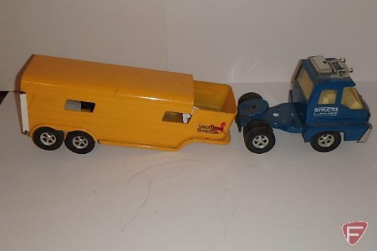 Toy Structo Vista Dome horse van, truck and trailer, trailer missing side ramp