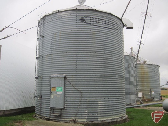 3,200 bushel Butler 18ft grain bin with full floor aeration; no discharge auger or fan included