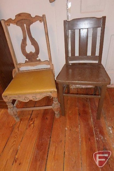Wood side chairs, both