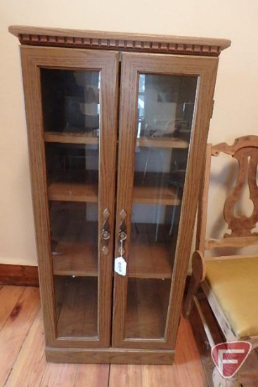 Cabinet with glass doors, 47inHx22inWx16inD, adjustable shelves