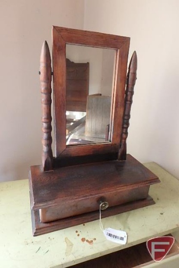 Wood dresser drawer with mirror, 23inHx17inWx8inD