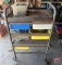 Metal cart on casters and contents