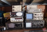 Electronics: battery charger, Bearcat 3 police band scanner, small screen tv, oscilloscope,