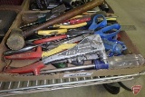 Scissors, pliers, screwdrivers, plastic mallet