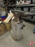 Peter Wright anvil on wood stump, 105lbs