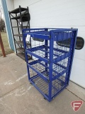 Wire material handling rack on casters, blue