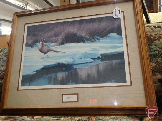 Framed and matted prints, Startled by Terry Redlin, 796/960, 27inHx33inW, and