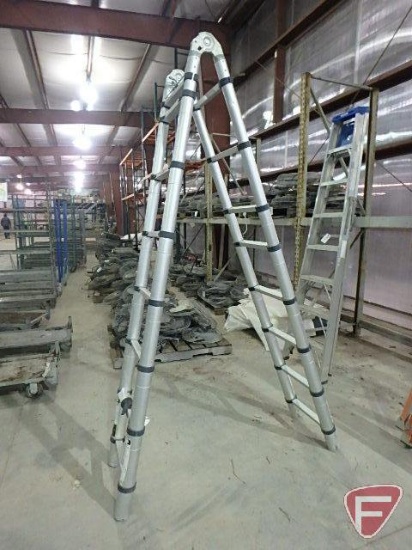 Telescoping folding aluminum ladder