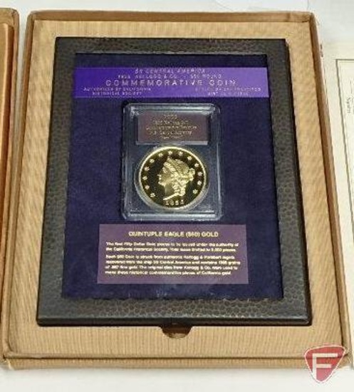 Quintuple Eagle (50dollar) Gold coin, PCGS 1855 Kellogg 50dollar, Commemorative Restrike,
